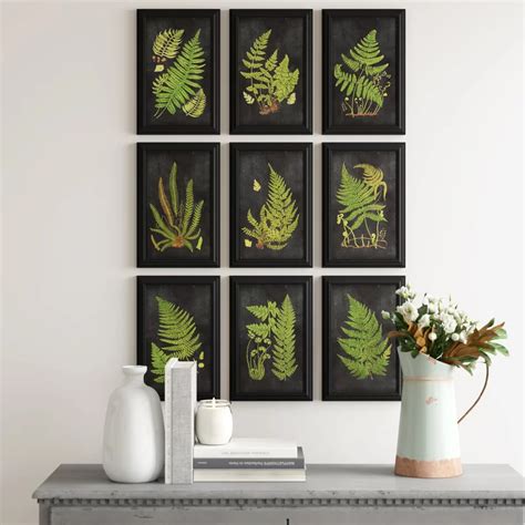 Fern Botanical 9 Piece Picture Frame Graphic Art Print Set On Paper