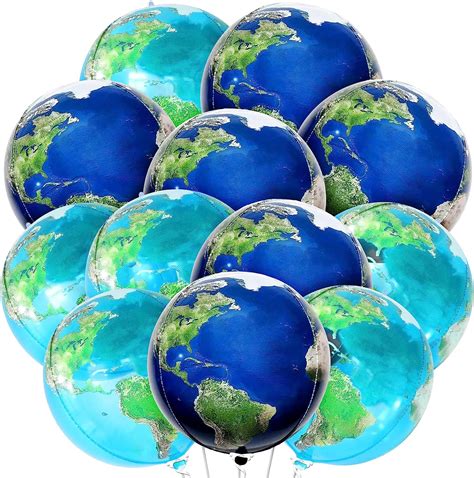 Big 22 Inch Earth Bubble Balloons Pack Of 6 Globe