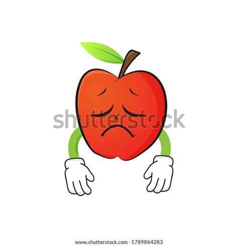 Sad Apple Character On White Background Stock Vector Royalty Free