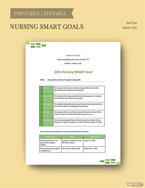 Examples Of Nursing Smart Goals Template