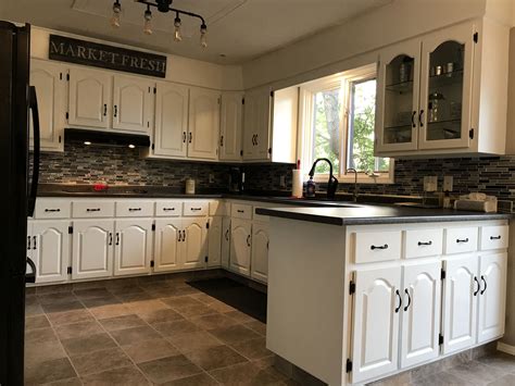 Check spelling or type a new query. outdated Oak Cabinets Painted with Simply White Benjamin ...