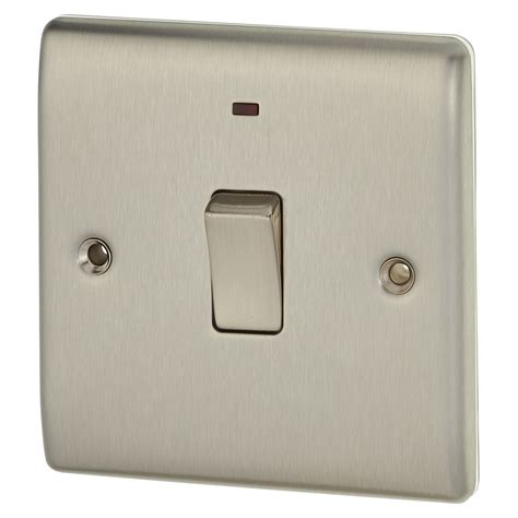 Bg 20a 1 Gang Double Pole Light Switch With Neon Brushed Steel