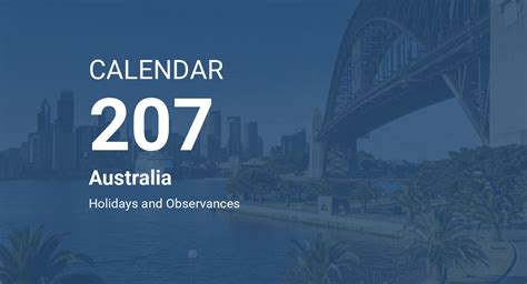 Year 207 Calendar Australia