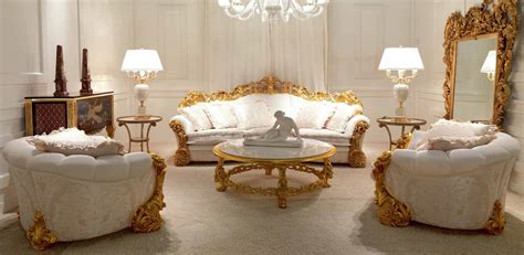 High End Golden And Ruffled Angelic Living Room Furniture Set