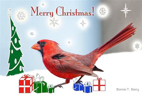 Merry Christmas Cardinal By Bonnie T Barry Redbubble