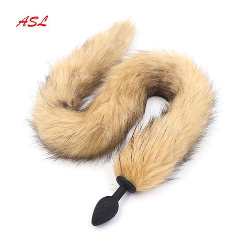 Khaki Fox Tail Silicone Anal Plug Tail Butt Plugcosplay Accessories