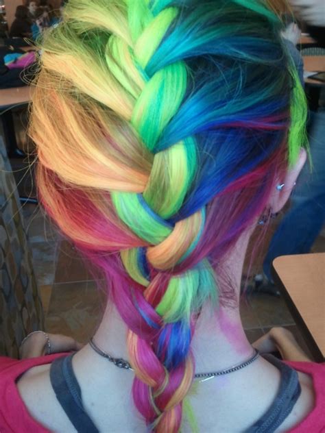 Rainbow French Braid Hair Colors Ideas