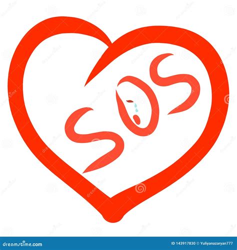 Signal Sos With A Weeping Face In The Heart Stock Illustration