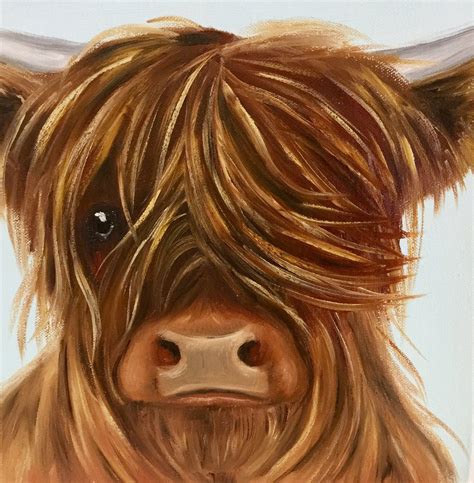 Highland Cow Painting Scottish Cow Picture Hairy Cow Etsy Highland