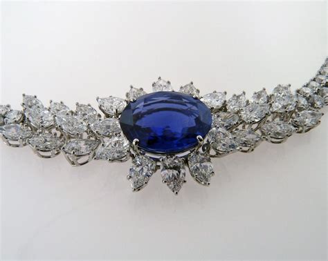 Graff Certified Sapphire Diamond Platinum Necklace For Sale At 1stdibs