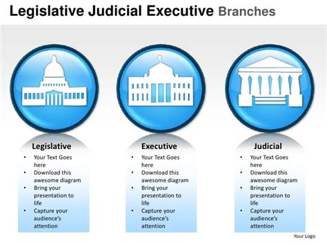 Legislative Judicial Executive Branches Powerpoint Presentation Templates