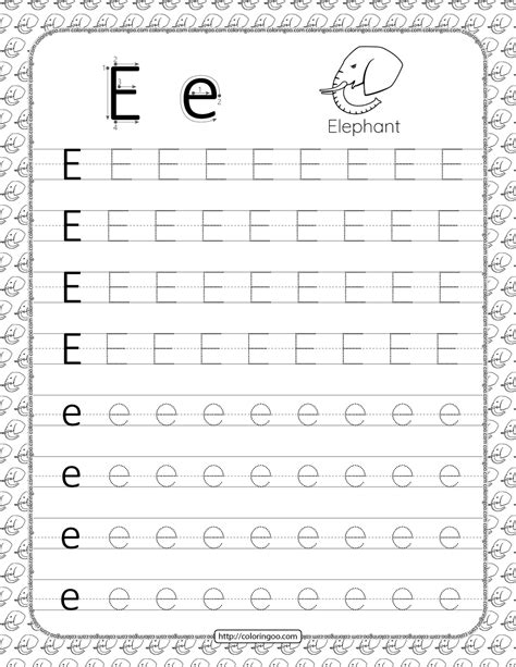 Printable Dotted Letter E Tracing Pdf Worksheet Free Printable