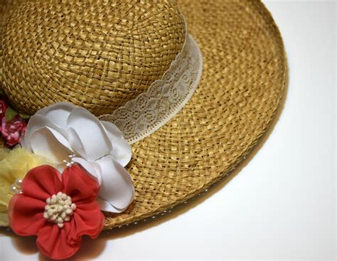 Flowers On A Straw Hat Free Stock Photo Public Domain Pictures