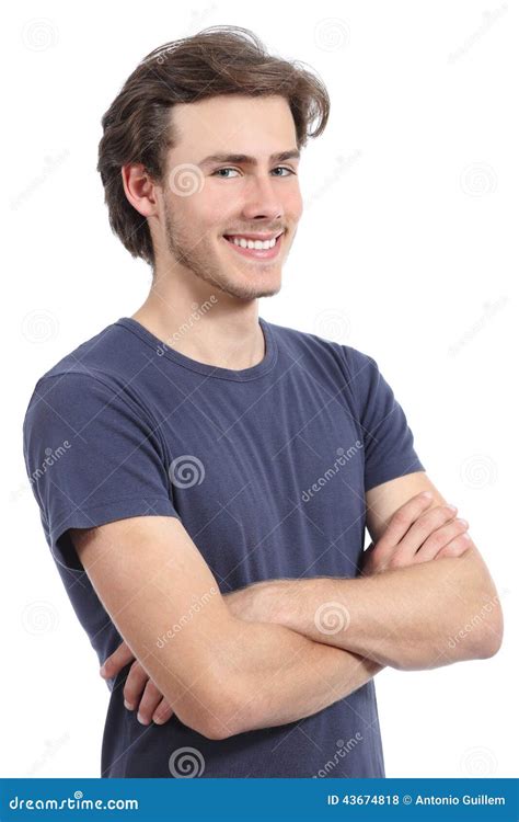 Handsome Happy Man Posing Standing Stock Photo Image Of Arms