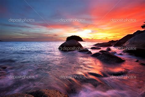 Colorful Sunset At Beach Stock Photo By ©deltaoff 5329957