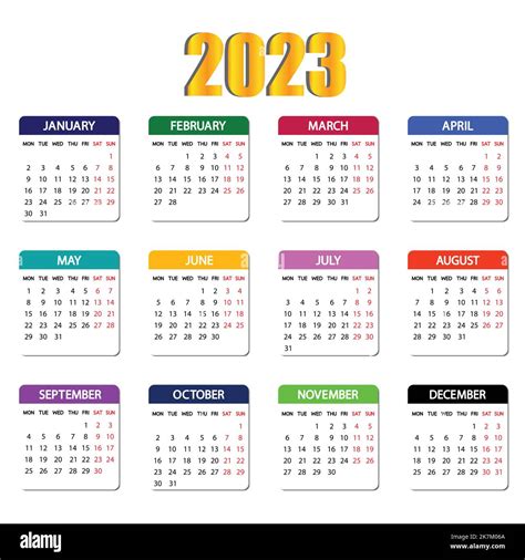 Calendario para 2023 ilustración del vector Ilustración de meses Hot