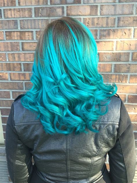 Teal Hair Ombre With Brown Roots Chage Changeitup Hair Tealhair