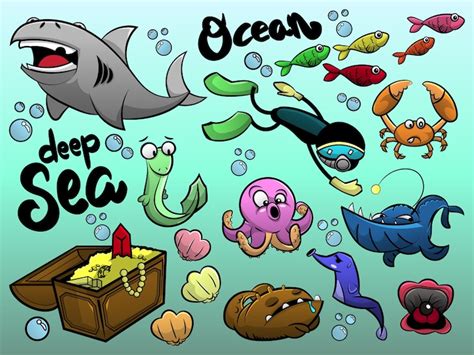 Premium Vector The Deep Sea Life Cartoon