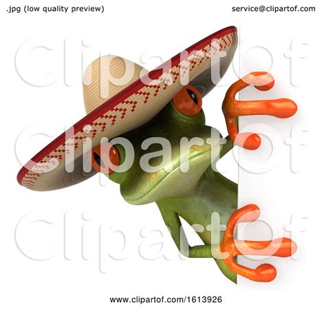 Clipart Of A 3d Green Mexican Frog On A White Background Royalty