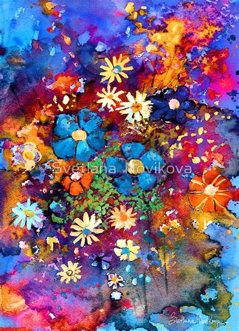 Vibrant Abstract Flowers Painting Poster By Svetlana Novikova