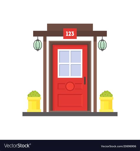 Cartoon Red Front Door Of House Royalty Free Vector Image