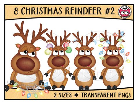 Christmas Reindeer Clipart 2 Graphic By Roundowlresources · Creative