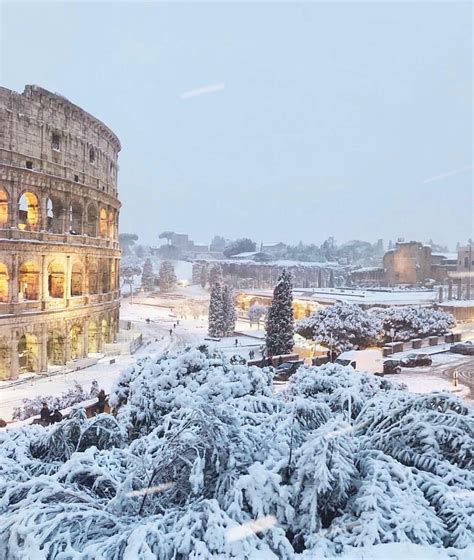 Snow In Rome Rome Winter Travel Photography Colosseum Rome