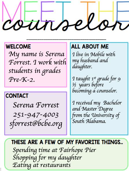 Counselors Connection Meet Your School Counselor Grades Pre K Through 2