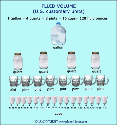 Volume Gallons Quarts Pints Cups Math Measurement Converting Metric