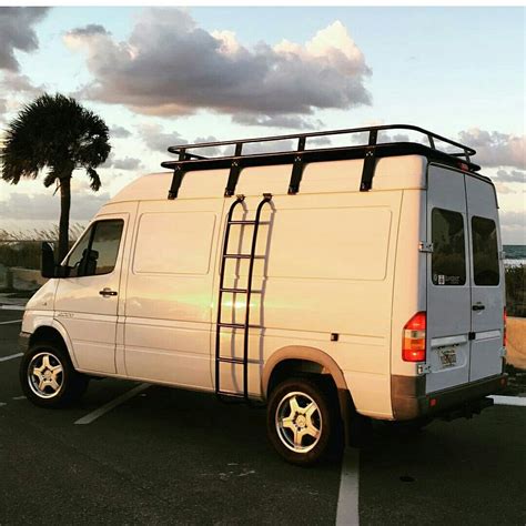 Mercedes Benz Sprinter With Aluminess Roof Rack And Ladder Enjoying