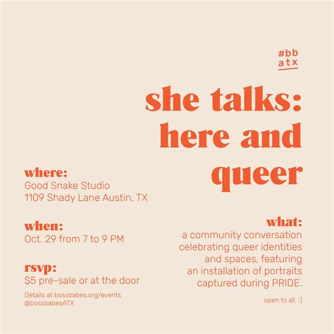 she talks here and queer qmmunity calendar the austin chronicle