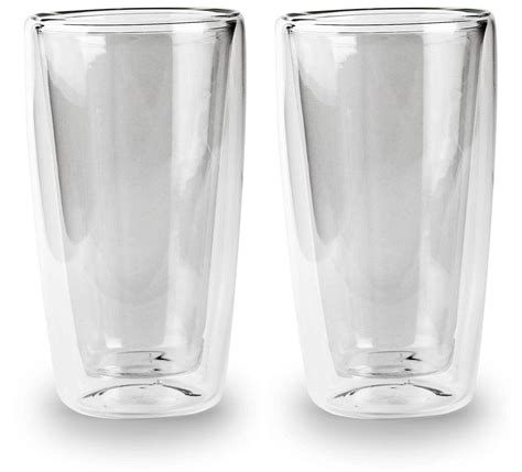 Circleware Thermax Double Wall Insulated Glass Drinking Cups 2 Pieces 12 Ounces