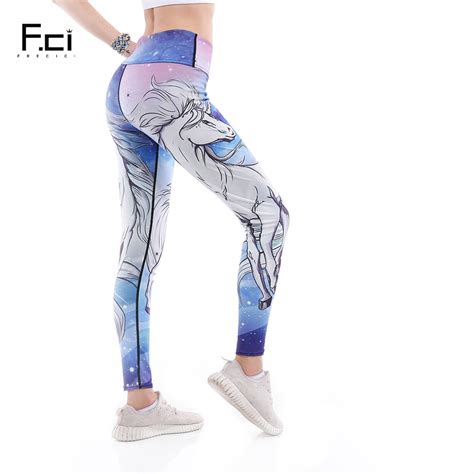 Frecici 3d Printed Unicorn Women Yoga Pants High Waist Workout Fitness