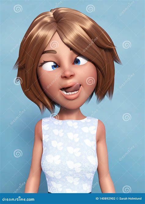3d rendering of a cartoon woman doing a silly face stock illustration illustration of face