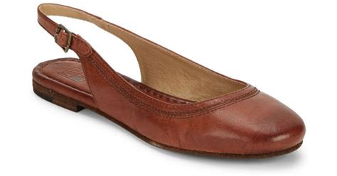 Frye Carson Slingback Leather Flats In Cognac Brown Lyst