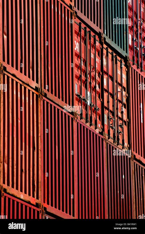Stacked Red Shipping Containers Stock Photo Alamy