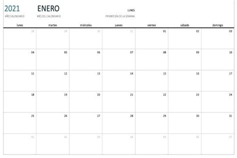 Calendario Mensual Perpetuo Plantillas Excel