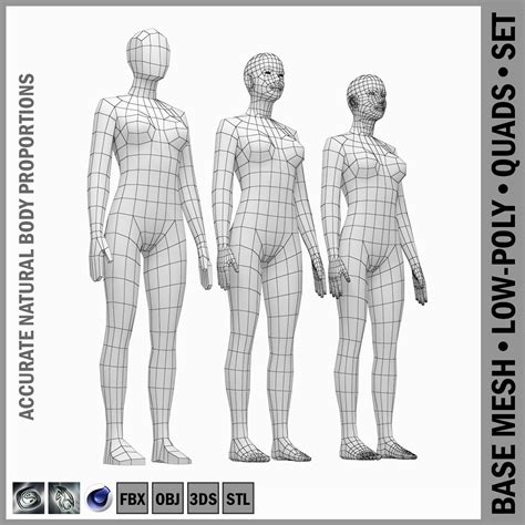 What about the length of your femur? Female Base Mesh Natural Proportions in Rest Pose 3D Model ...