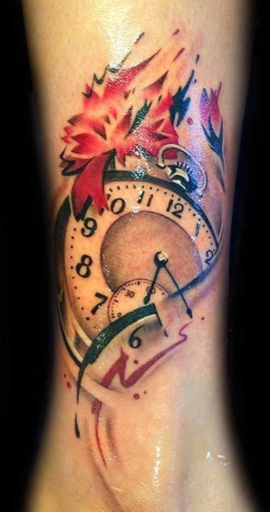 Watercolor Clock Tattoo Design Tattoos Pinterest Clock Tattoo