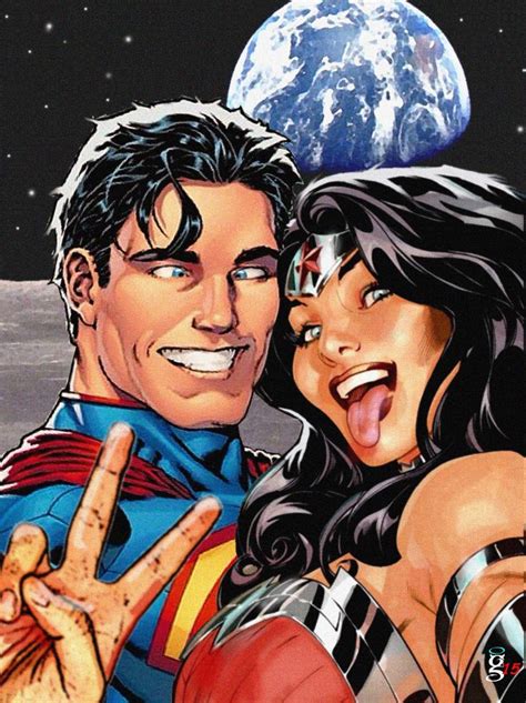Superman And Wonder Woman Selfie On The Moon Superman Wonder Woman