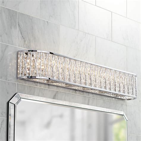 4 Light Bar Contemporary Cylinder Chrome Led Bathroom Wall Fixture