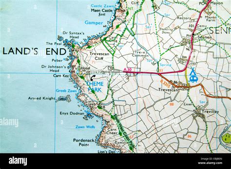 Carte De Lordnance Survey Of Lands End En Cornouailles Angleterre