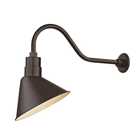 The term barn light is a broad classification with a few basic by distancing the shade from the wall, gooseneck lighting directs light onto sidewalks, kitchen. Bronze Outdoor Barn Wall Light with Gooseneck Arm and 12 ...