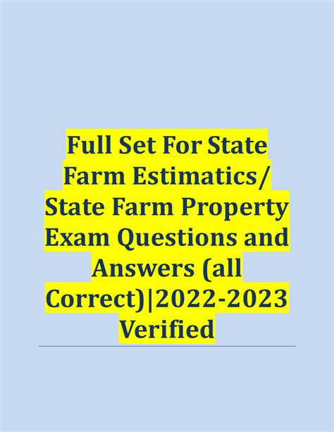Full Set For State Farm Estimatics State Farm Property Exam Questions