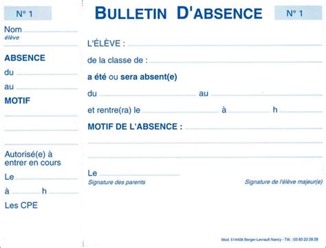 Carnets De Bulletins D Absences Num Rot S Et De Retards Pour L Ves Carnets De Bulletins D