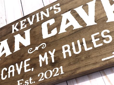 personalized man cave sign my cave my rules great t for him rustic sign personalized