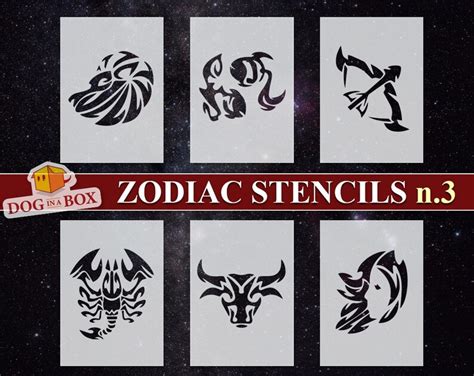 Zodiac Signs Stencils N3 Pick Your Astrological Sign Etsy