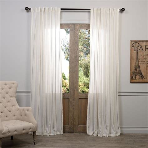 Aruba Gold Striped Linen Sheer Curtain Transitional Curtains By