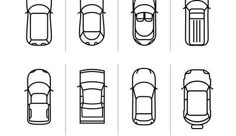 Set outline cars top view car icons Royalty Free Vector