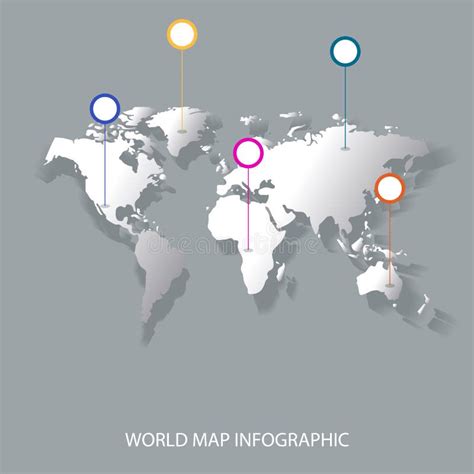 World Map Infographics With Pointer Marks Banner Vector Illustration